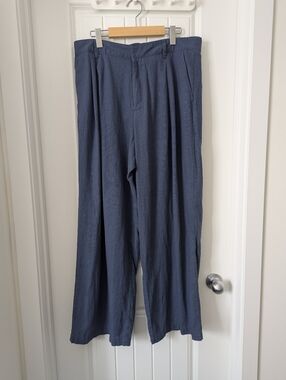 GAP Linen Blend  Elastic Waist Trousers in Navy Blue Size 16